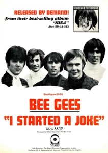 1968 Bee Gees "I Started A Joke" Song Release Music Industry Promo Reprint Ad - Picture 1 of 1