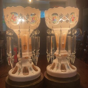 Böhmisches Glas weiß geschliffen auf Pfirsich 2 Mantel Glanz - Bild 1 von 13