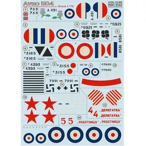 Decal for airplane 1:72 Avro-504 Waterslide decals Print Scale 72-380 - Picture 1 of 24