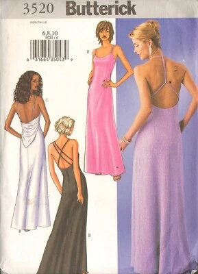 Butterick Sewing Pattern 3520 Evening Dress-lined w/Straps Size 6-8-10 Uncut FF - Image 1 of 2