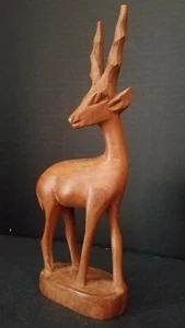 Hand Carved Kenyan Gazelle Wooden African Handmade Statue 8.5" - Picture 1 of 7