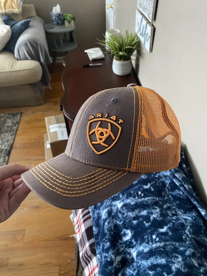 Boné masculino Ariat ajustável Snapback malha (cinza/laranja neon tamanho único) - Imagem 1 de 1