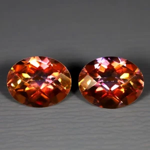 6.05 ct (2pcs) MATCHING PAIR Oval (10 x 8 mm) Multi Twilight Topaz Gemstone - Picture 1 of 2
