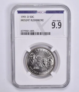 Mint State 9.9 1991-D Mount Rushmore Commemorative Half Dollar NGC X NGCX *8989 - Picture 1 of 5