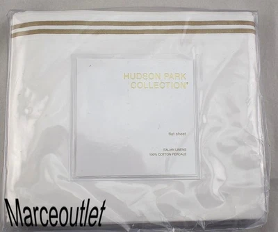 Sábana plana Hudson Park italiana percal REINA blanca/champagne Foto 1 de 4