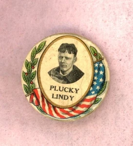 1920's ~ PLUCKY LINDY ~ STARS N STRIPES ~ PINBACK - Picture 1 of 2