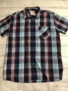 Levi's Shirt Mens XL Blue Red Plaid Short Sleeve Button Front Pocket Casual - Picture 1 of 6