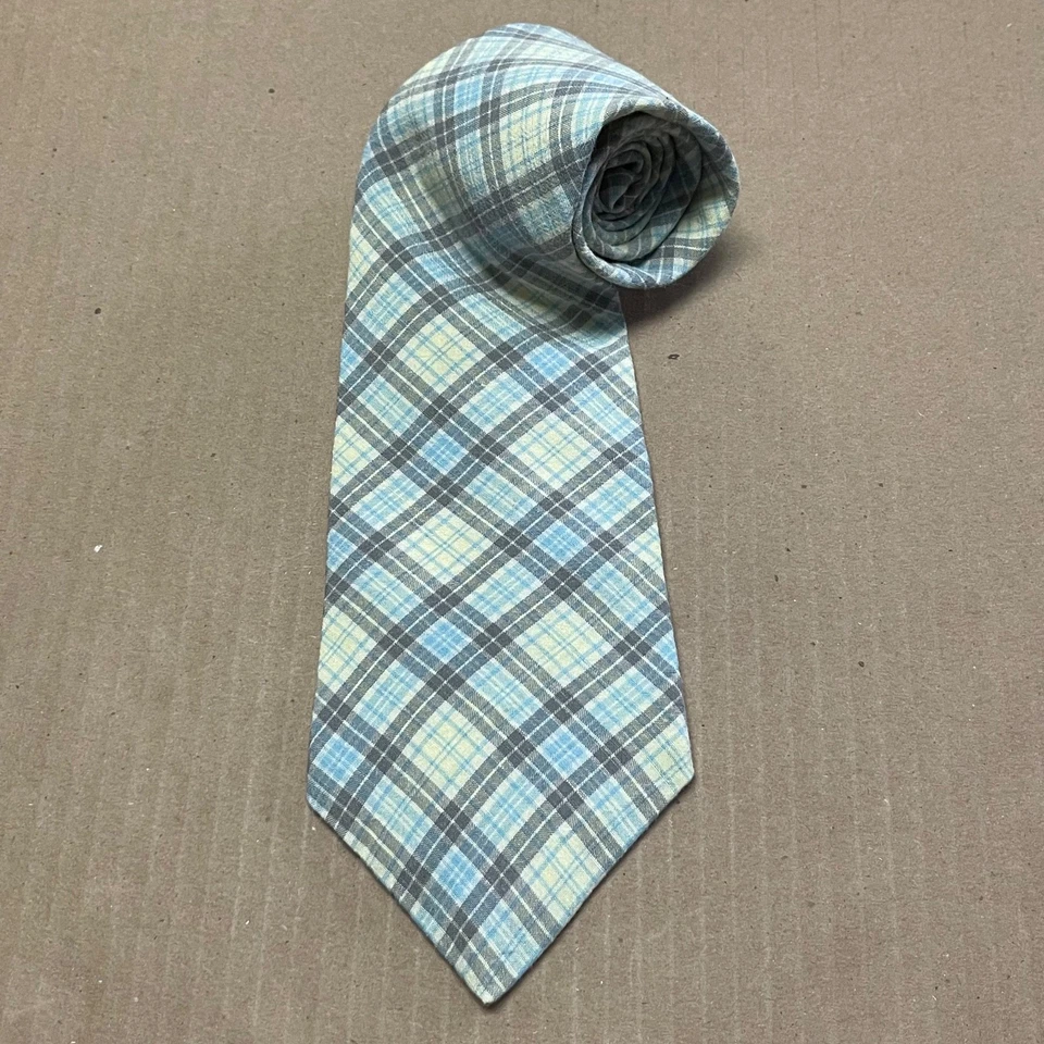Corbata a Cuadros Azul Rayón/Lino Gap Vintage Hecha en EE. UU. Años 90 Preppy Foto 1 de 4