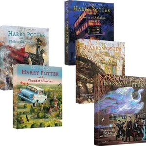 Harry Potter Illustrated Editions 1-5 Books Collection Set By Rowling 2022 - DHL - Picture 1 of 13
