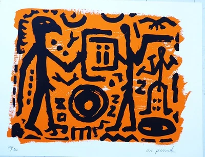 A. R. PENCK - "FALKENKOPF JÄGER U. ADLER" - FARBSERIGRAFIE - DRUCKFRISCH - Bild 1 von 4