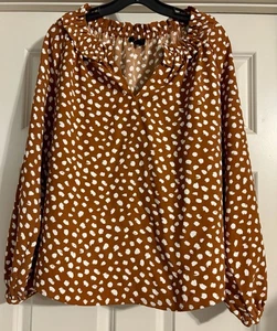 89,50 $ J. Rundhals Boho Rüschen V Ausschnitt Gr. L Krepp Pinselstrich Print Langarm - Bild 1 von 11