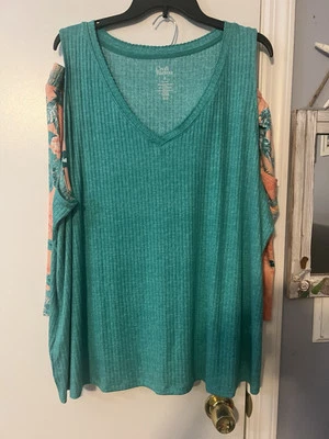 ¡NUEVO! Conjunto de camiseta y pantalones cortos tropicales Croft&Barrow para mujer para dormir/salón - talla 3X Foto 1 de 4