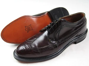 Vtg NOS 1960's Knapp Longwing Dress Shoes Mens Sz 9.5 E Burgundy Leather 60s 70s - Picture 1 of 14