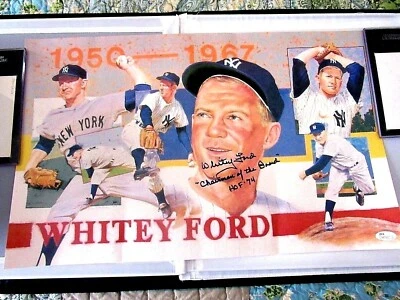 WHITEY FORD CHAIRMAN OF THE BOARD YANKEES HOF SIGNED AUTO LITHOGRAPH JSA BEAUTY - Image 1 of 3