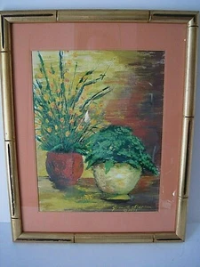Jeanette Sheehan Original Blumen Aquarell auf Papier von 1975 Glas gerahmt - Bild 1 von 4