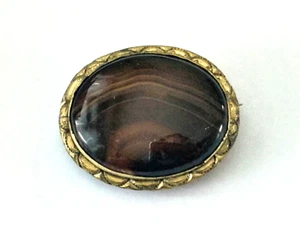 Antike viktorianische Brosche aus gebändertem Achat - Bild 1 von 4