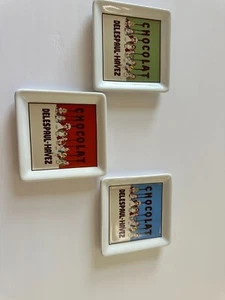 Set of 3 Pottery Barn DELESPAUL-HAVEZ France Chocolat Chocolate Drink Coasters - Picture 1 of 2
