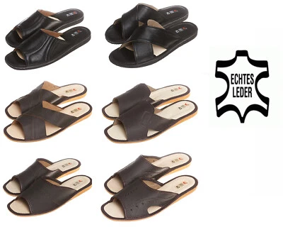 Herren Echtleder Leder HausSchuhe Pantoffeln Latschen Schlappen 40-46 #241-256#