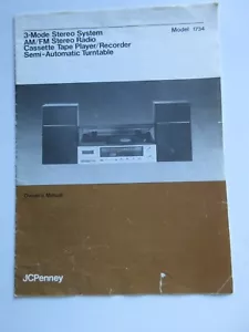 J C Penney 3-Mode Stereo System Model 1734 Owner's Manual - Picture 1 of 7