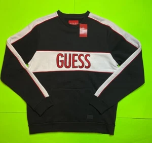 New GUESS Los Angeles Men’s Long Sleeve Sweatshirt MEDIUM Black/White/Red - Picture 1 of 12