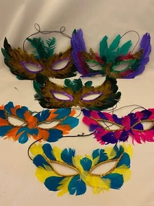 #5695 Bunte Mardigra Karneval Festival Feder Erwachsene Halloween Gesichtsmaske - Bild 1 von 7