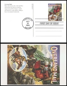 USA3 #UX197 U/A PRIMER DÍA TARJETA 2 FDC Legend of the West Overland Mail - Imagen 1 de 1