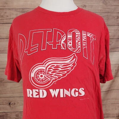 CAMISETA VINTAGE DETROIT RED WINGS NUEZ MOSCADA HECHA EN EE. UU. PUNTADA ÚNICA DESGASTADA XL Foto 1 de 4