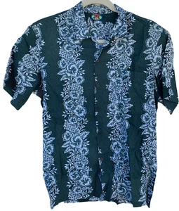 Hawaii Blues XL Green White Hibiscus Hawaiian Aloha Button Down Shirt - Imagen 1 de 4