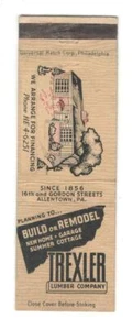 TREXLER LUMBER COMPANY ALLENTOWN PENNSYLVANIA Vintage Matchbook Cover SM-5 - Picture 1 of 2