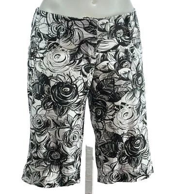Pantalones Cortos CACHE Para Mujer Algodón Negro Blanco Floral Caminar Bermudas Bolsillos Talla 4 Foto 1 de 4