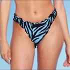 Bikini Bottom Cheeky Ruffle Shade & Shore Teal Animal Print M Nwt