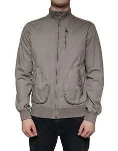 Armani Jeans Brown Cotton Full Zip Bomber Logo Men's Jacket Authentic - Picture 1 of 5