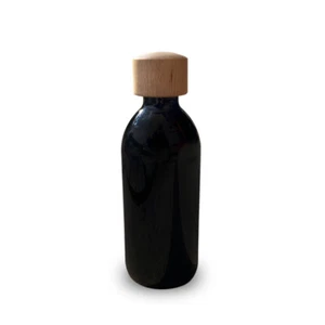 MIRON GLASS BOTTLE (DARK VIOLET GLASS) 250ml with WOODEN ECO LID (x1)