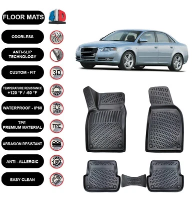 Alfombrillas forro para Audi A4 (2006-2008) impermeables moldeadas en 3D 4 un. Foto 1 de 4