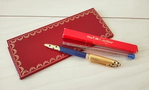 Cartier Panthere Ballpoint Pen Blue GP Lapis Gold Trinity with Refill - Picture 1 of 7