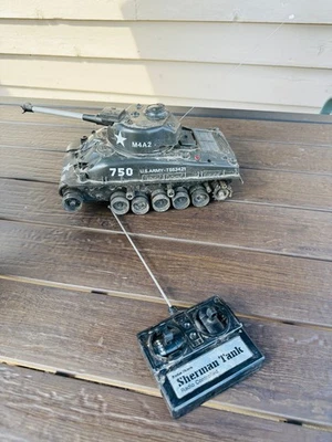Vintage Radio Shack U.S. Sherman Tank Radio Controlled RC Untested - BY - Image 1 of 4