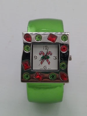 Anya Ltd De Colección Reloj Brazalete Navidad Verde Estrás Bastón de Caramelo Esfera Japón Foto 1 de 4