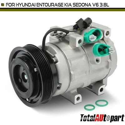 1x Compresor de aire acondicionado con embrague para Hyundai Entourage 07-09 Kia Sedona V6 06-09 3,8 L Foto 1 de 4