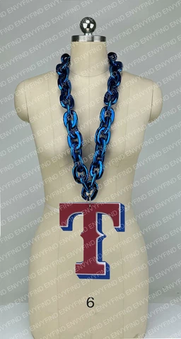 New MLB TEXAS RANGERS Jumbo Big BLUE Fan Chain Necklace Foam Cover