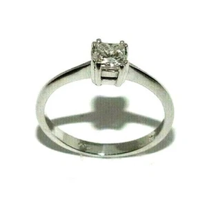 Mujer 18ct Blanco Anillo Oro Compromiso Set con Un Cuadrado Diamante, GB Talla J - Imagen 1 de 6