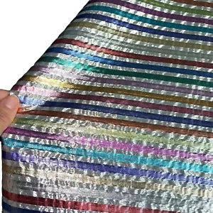 Tablecloth Rainbow Sparkling Pastel Metallic Lurex Fabric Nine Foot Diameter - Picture 1 of 6