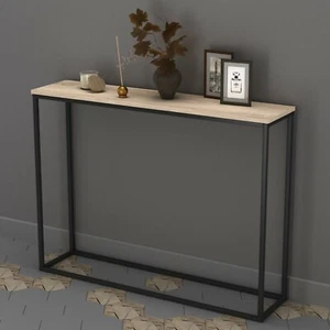 Free Standing Hallway Console Table Living Room Shelf Metal Legs Antique Oak - Picture 1 of 4