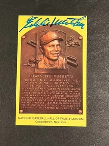 Eddie Mathews Hand Signed Baseball Hall Of Fame Postcard - Picture 1 of 2