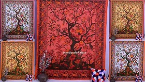 ARAZZO INDIANO ALBERO DELLA VITA ARAZZO DA PARETE BOHEMIEN QUEEN COPRILETTO etnico - Foto 1 di 38