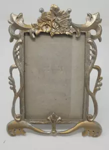 VTG Scroll Pewter Bronze Finish Floral Ornate Picture Frame Easel Back 3 1/2 x 5 - Picture 1 of 10