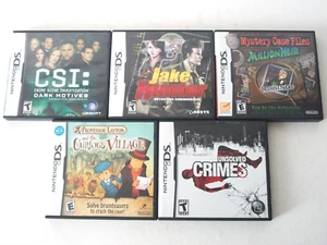 Nintendo DS Detective Games Lot Professor Layton Jake Hunter Mystery CSI Crimes - Picture 1 of 22