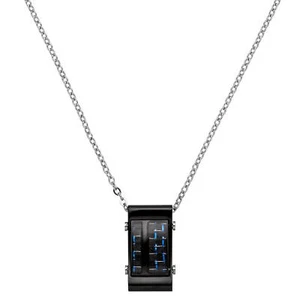 Collar Cadena 2,1mm Cuadrado Carbono Bandos Azules Acero Inoxidable, 50-55cm - Imagen 1 de 2