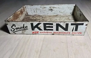 VINTAGE KENT CIGARETTE OLD TIN STORE CARTON COUNTER ADVERTISING DISPLAY BOX - Picture 1 of 8