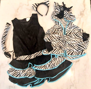Girl's Zebra Halloween 4-Piece Costume Child Medium Size 8-10. Retails for $32