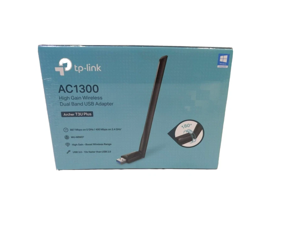 TP-Link Archer T3U Plus AC1300 High Gain Wireless DUAL BAND USB-3.0 Adapter, NEW - Image 1 of 4